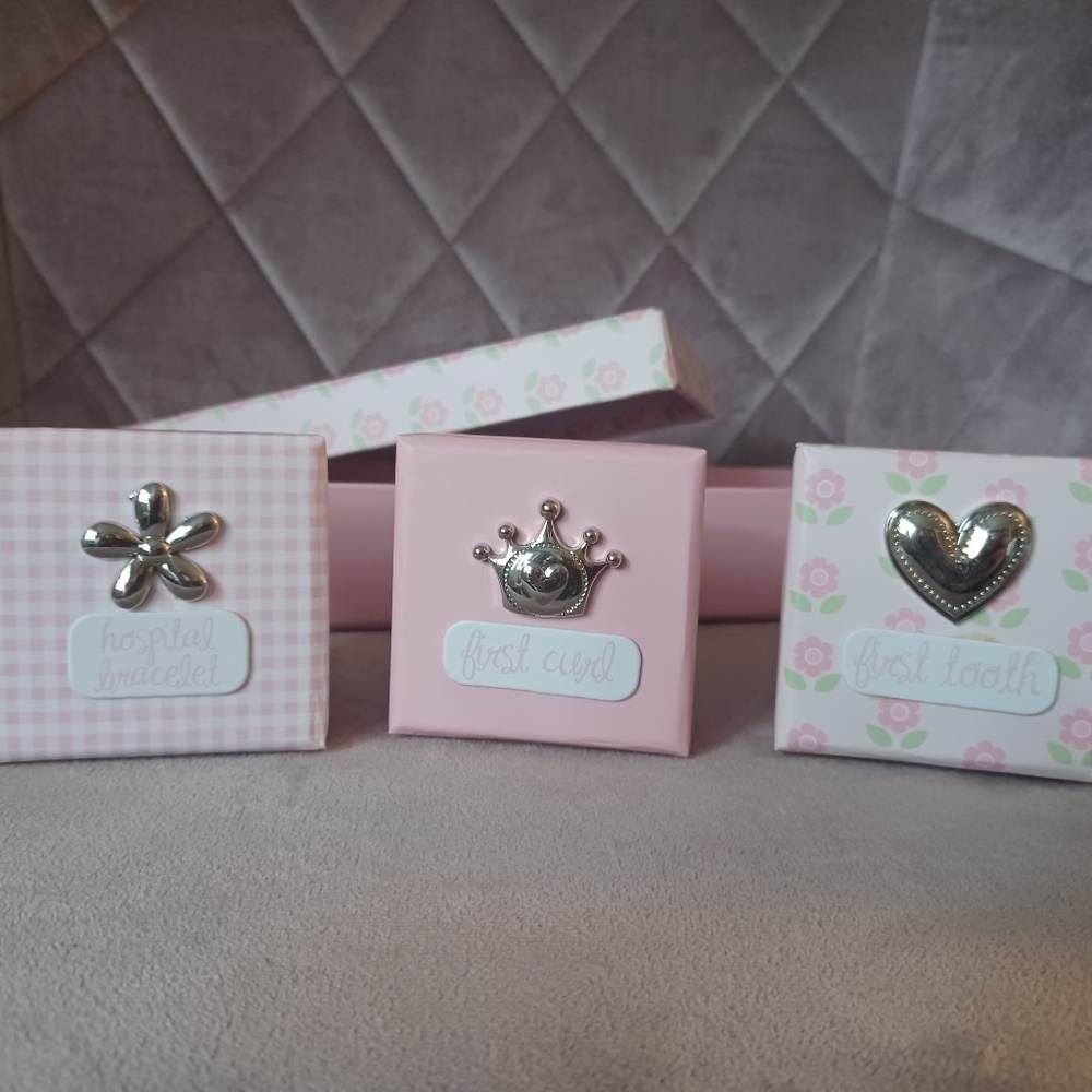3/$30 New Baby Girl Memento Saving Box Set Baby Shower Gift First Tooth Box